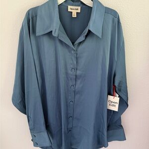 Women's Blue Button-Down Blouse